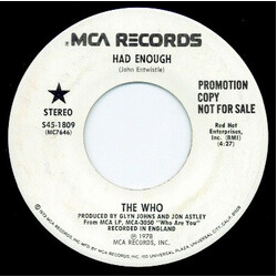 The Who Had Enough Vinyl 7" USED