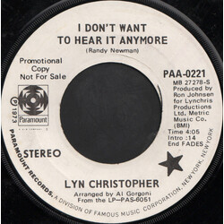 Lyn Christopher I Don't Want To Hear It Anymore Vinyl 7" USED