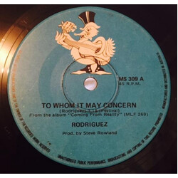 Sixto Rodriguez To Whom It May Concern / Climb Up On My Music Vinyl 7" USED