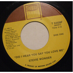 Stevie Wonder Did I Hear You Say You Love Me Vinyl 7" USED
