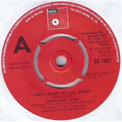 Scott And Dyer That's What It's All About Vinyl 7" USED