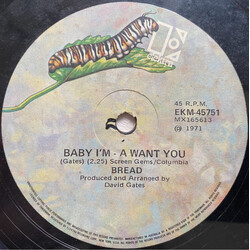 Bread Baby I'm - A Want You Vinyl 7" USED
