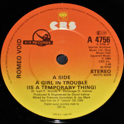 Romeo Void A Girl In Trouble (Is A Temporary Thing) Vinyl 7" USED