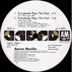Aaron Neville Everybody Plays The Fool Vinyl 12" USED
