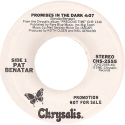 Pat Benatar Promises In The Dark Vinyl 7" USED