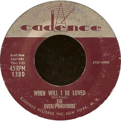 Everly Brothers When Will I Be Loved / Be Bop A-Lula Vinyl 7" USED