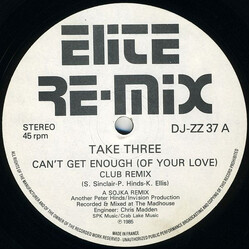 Take Three Can't Get Enough (Of Your Love) Remix Vinyl 12" USED