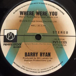 Barry Ryan Where Were You Vinyl 7" USED