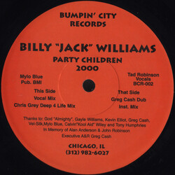 Billy "Jack" Williams Party Children 2000 Vinyl 12" USED