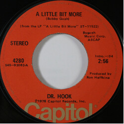 Dr. Hook A Little Bit More / A Couple More Years Vinyl 7" USED