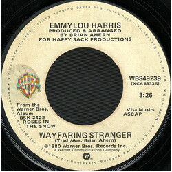 Emmylou Harris Wayfaring Stranger Vinyl 7" USED
