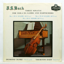 Johann Sebastian Bach / Desmond Dupré / Thurston Dart Three Sonatas For Viola Da Gamba and Harpsichord Vinyl LP USED