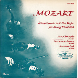 Wolfgang Amadeus Mozart / Jean Pougnet / Frederick Riddle / Anthony Pini Divertimento In E Flat Major For String Trio K 563 Vinyl LP USED