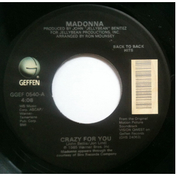 Madonna Crazy For You / Gambler Vinyl 7" USED
