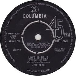 Jeff Beck Love Is Blue (L'amour Est Bleu) Vinyl 7" USED