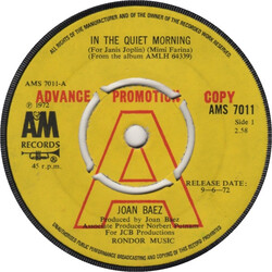 Joan Baez In The Quiet Morning Vinyl 7" USED
