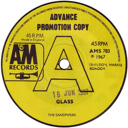 The Sandpipers Glass / It's Over Vinyl 7" USED
