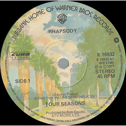 The Four Seasons Rhapsody USED VINYL 7INCH 45 RPM SINGLE STEREO