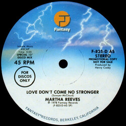 Martha Reeves Love Don't Come No Stronger / You're Like Sunshine USED VINYL 12INCH 45 RPM PROMO