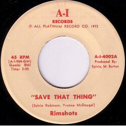 The Rimshots Save That Thing / Concerto In F Vinyl 7" USED