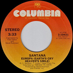 Santana Europa (Earth's Cry Heaven's Smile) / Take Me With You Vinyl 7" USED
