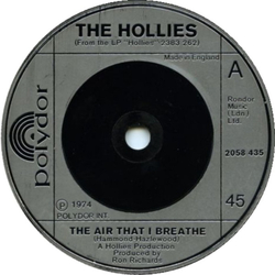 The Hollies The Air That I Breathe Vinyl 7" USED