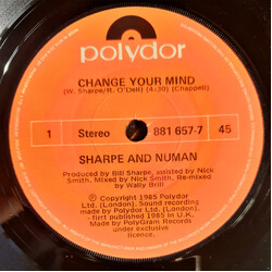 Sharpe & Numan Change Your Mind Vinyl 7" USED
