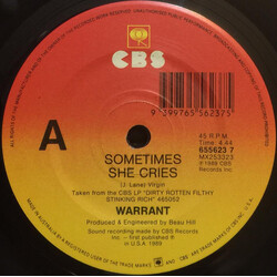 Warrant Sometimes She Cries Vinyl 7" USED