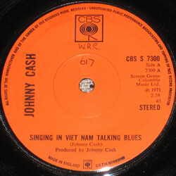 Johnny Cash Singing In Viet Nam Talking Blues Vinyl 7" USED