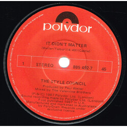 The Style Council It Didn't Matter Vinyl 7" USED