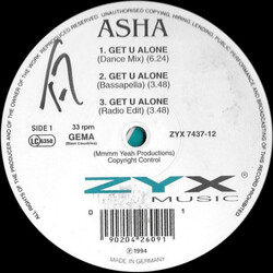 Asha (8) Get U Alone USED VINYL 12INCH 33 S RPM MAXI-SINGLE