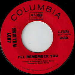 Andy Williams I'll Remember You Vinyl 7" USED