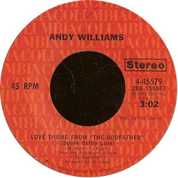 Andy Williams Love Theme From "The Godfather" (Speak Softly Love) Vinyl 7" USED