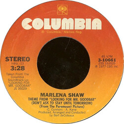 Marlena Shaw Theme From "Looking For Mr. Goodbar" (Don't Ask To Stay Until Tomorrow) Vinyl 7" USED