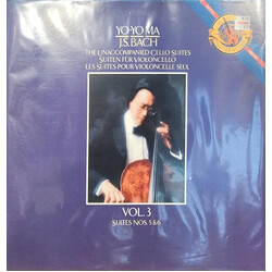 Yo-Yo Ma / Johann Sebastian Bach The Unaccompanied Cello Suites Vol. 3 Suites Nos. 5 & 6 Vinyl LP USED