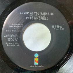 Pete Wingfield Lovin' As You Wanna Be Vinyl 7" USED