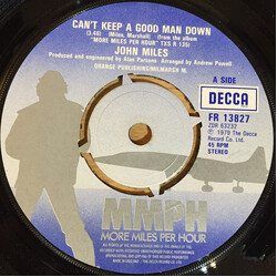 John Miles Can't Keep A Good Man Down Vinyl 7" USED