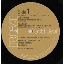 The Louisville Orchestra / Julius Rietz / Max Bruch Concert Overture Op. 7 / Symphony No.2 In F Minor Vinyl LP USED