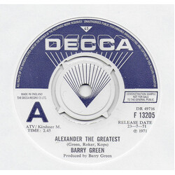 Barry Ian Green Alexander The Greatest Vinyl 7" USED