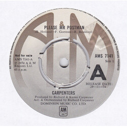 Carpenters Please Mr. Postman Vinyl 7" USED