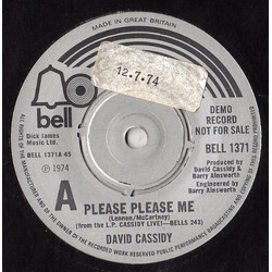 David Cassidy Please Please Me Vinyl 7" USED