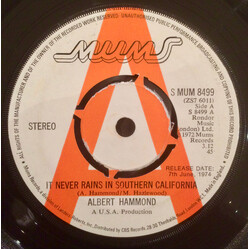 Albert Hammond It Never Rains In Southern California Vinyl 7" USED