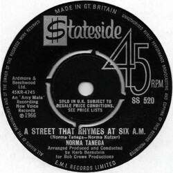 Norma Tanega A Street That Rhymes At Six A.M. Vinyl 7" USED