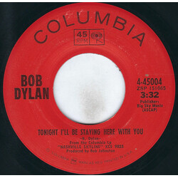 Bob Dylan Tonight I'll Be Staying Here With You / Country Pie Vinyl 7" USED