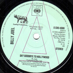 Billy Joel Say Goodbye To Hollywood Vinyl 7" USED