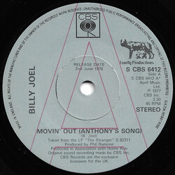 Billy Joel Movin' Out (Anthony's Song) Vinyl 7" USED