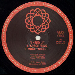 Spacebase I Need U Vinyl 12" USED