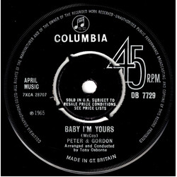 Peter & Gordon Baby I'm Yours Vinyl 7" USED