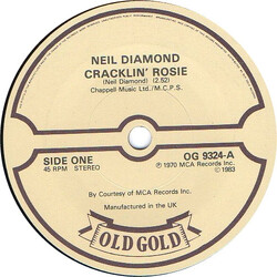 Neil Diamond Cracklin' Rosie / Sweet Caroline (Good Times Never Seemed So Good) Vinyl 7" USED