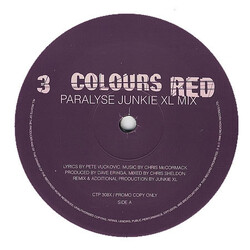 3 Colours Red Paralyse (Junkie XL Remix) USED VINYL 12INCH PROMO